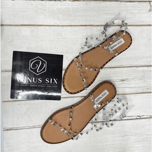 Steve Madden Women's Travel Rock Stud Flat Sandals - Clear 9.5